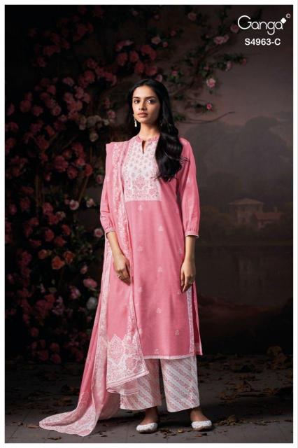 Ganga ivania 4963 manufacturer and wholesaler of dress material from ludhiana